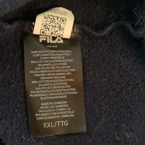 Fila navy like new hoodie unisex kangaroo pocket stitched logo - Picture 5 of 5